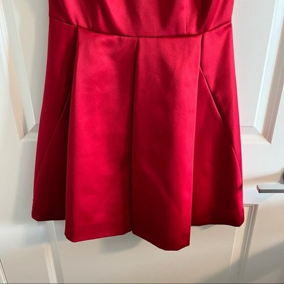 CYNTHIA Rowley Pleated Satin Skater Dress Size 4 - Picture 5 of 13